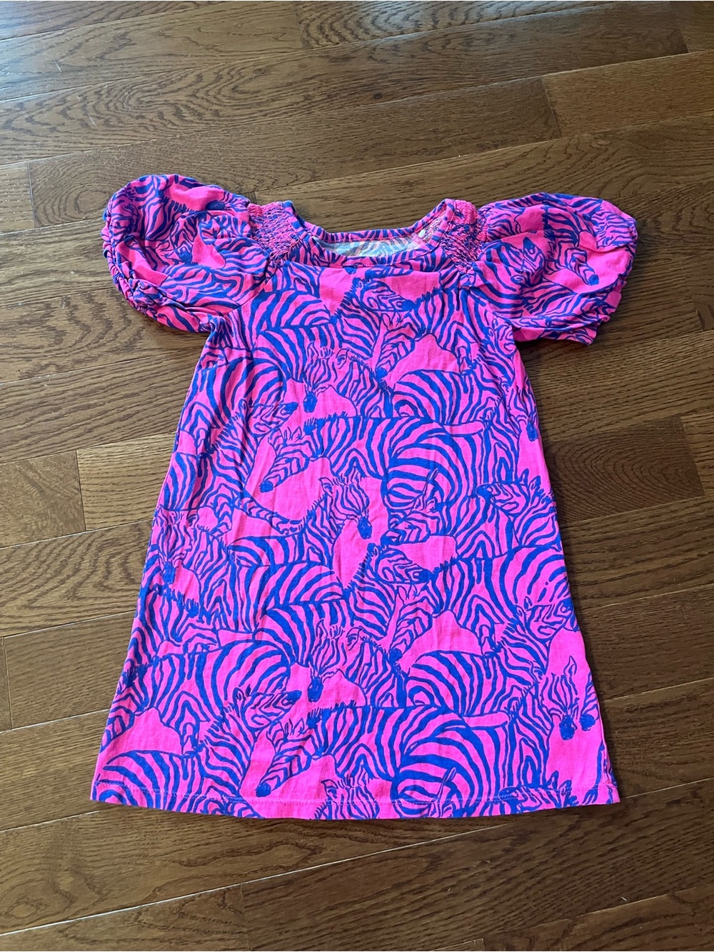 Girls' Lilly Pulitzer Pink Zebra-Print Puff-Sleeve Dress